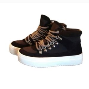 New Women's Aqua suede black platform high top sneakers size 6.5